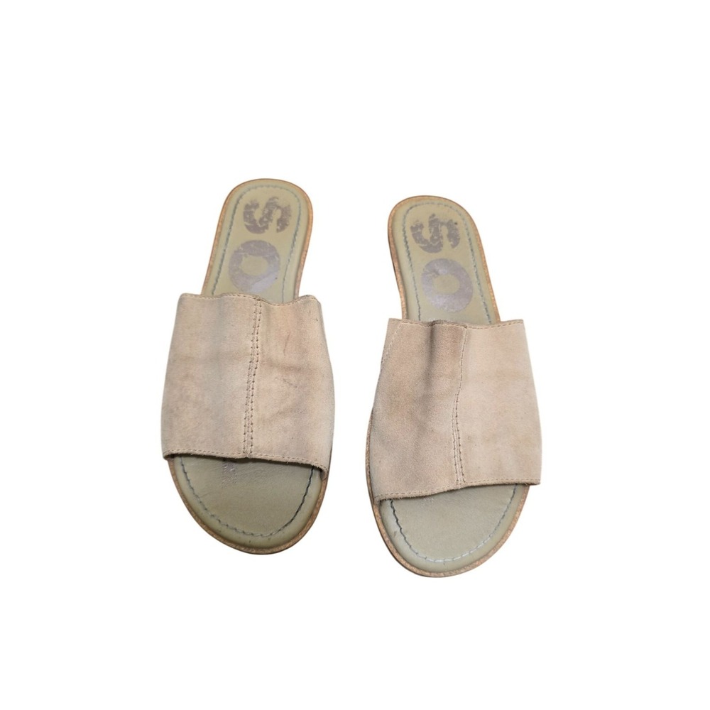 Sorel Women's Tan Suede Slide Sandals Slip-On Casual‎ Flat Size 8.5